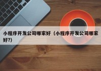 小程序開發(fā)公司哪家好（小程序開發(fā)公司哪家好?）