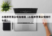 小程序開發(fā)公司有哪些（小程序開發(fā)公司排行十名）