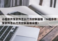 小程序開發(fā)軟件怎么打開控制面板（小程序開發(fā)軟件怎么打開控制面板設(shè)置）