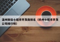 溫州微信小程序開發(fā)商排名（杭州小程序開發(fā)公司排行榜）